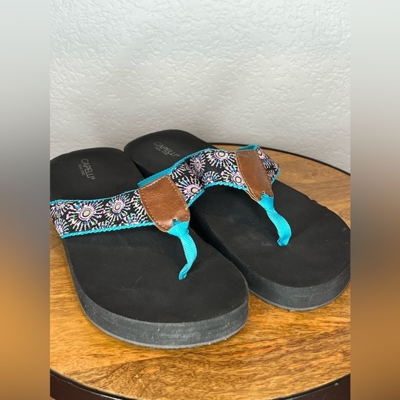 282. Capelli of New York Thong Sandals Black/Teal 9 - Picture 6 of 8